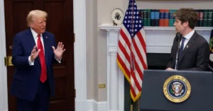 OpenAI CEO Sam Altman (R), accompanied by U.S. President Donald Trump, speaks during a news conference in the Roosevelt Room of the White House on January 21, 2025 in Washington, DC.